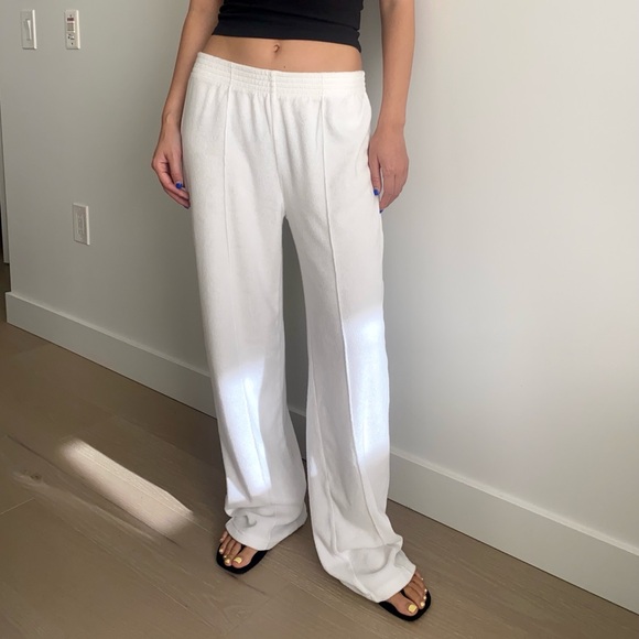 Aritzia Pants - Aritzia tna ashland terry wide leg pant white